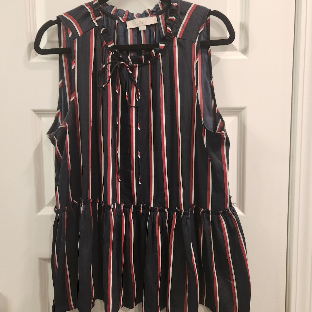 Loft sleeveless top with bottom ruffle